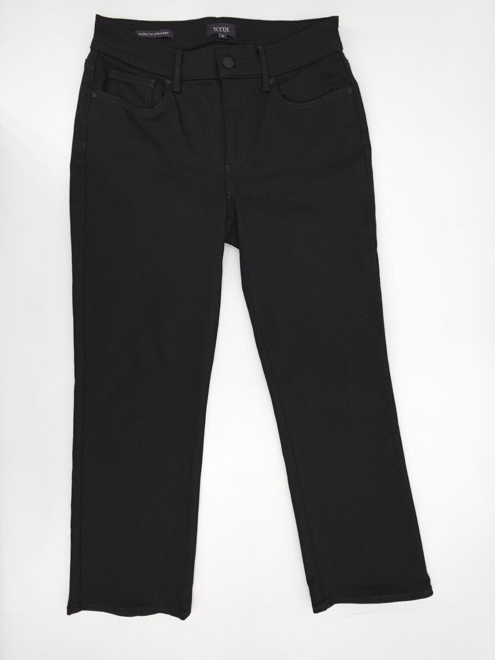 NYDJ Marilyn Jeans Womens 6 Black Stretch Mid Rise Lift Tuck Slimming Straight